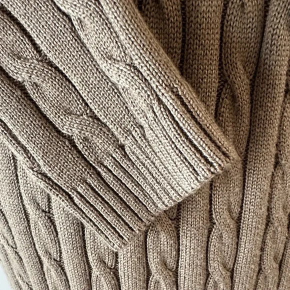 Calvin Klein Cable Knit Shawl Collar Sweater Dress with Brown Buckle Detail - Picture 7 of 8